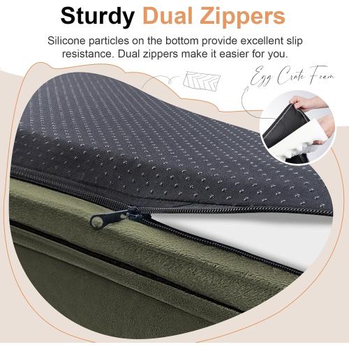 Medium Large Dog Bed Orthopedic Washable: Beds Bolster Medium Large Sized Dog Bed Egg Crate Foam Couch Sofa Waterproof with Removable Cover - Dark Green
