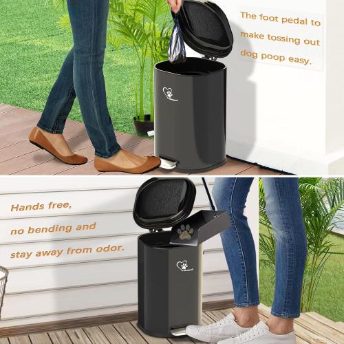 Dog Poop Trash Can Outsides, 18L/4.76 Gal Portable Waste Bin with Lid and Removable Inner Odor Control for Indoor Outdoor Dog Waste Station for Bathroom &Kitchen -45 Waste Bags