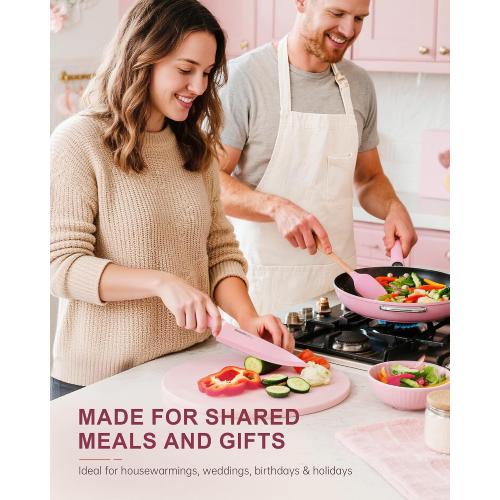 Astercook Knife Set with Clear Block and Sharpener 22Pcs Pink