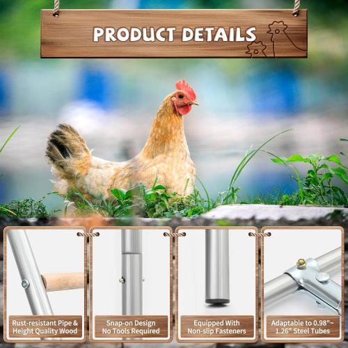 Silver Chicken Roosting Bars with Swing,Chicken Perch Bars for Coop,Chick roosting Perch,Backyard Poultry Toys,Hen Swing with Frame,Perfect for Backyard Poultry Easy Installation & Cleaning