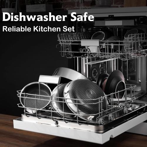 Size 12inch Frying Pans Nonstick with Lid,Hybrid Non Stick 5 Quart Saute pan,PFOA Free Cookware,Stainless Steel skillet,12 inch Deep Saute Pan,Dishwasher&Oven Safe,Works on All Cooktops