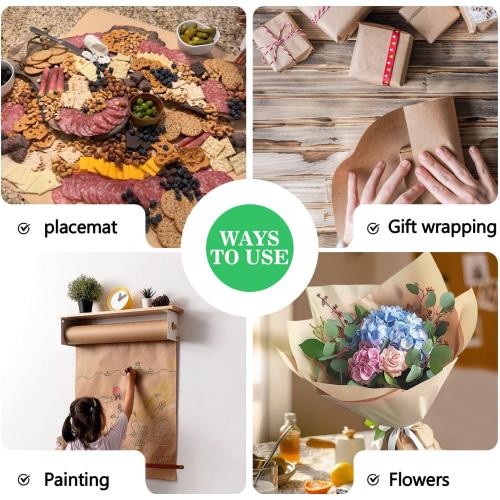 BAIJIALI 36 x 2,400 (200') Kraft Paper Roll for Craft Bulletin Board Paper Art Table Covering Crafting Gift Wrapping Bouquet Packing Parcel (Brown, 36''x200')