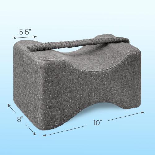 Memory Foam Knee Pillow, Leg Pillow for Side Sleeping, Contour Support Ergonomic Knee Pillow with Cover and Strap, for Side Sleepers, Spine Alignment, Hip, Back and Joint Pain Relief