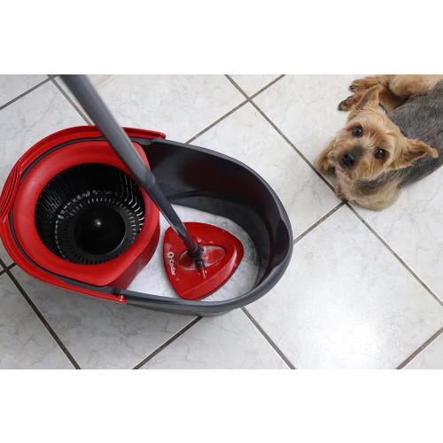 O-Cedar EasyWring Microfiber Spin Mop, Bucket Floor Cleaning System, Red, Gray, Standard