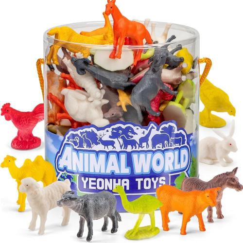 Mini Farm Animal Figurines with Gift Box, 60 Pcs Realistic Tiny Plastic Animal Toys for Toddlers, Farm Themed Party Decoration, Christmas Easter Thanksgiving Favors, Birthday Gifts, Cupcake Topper
