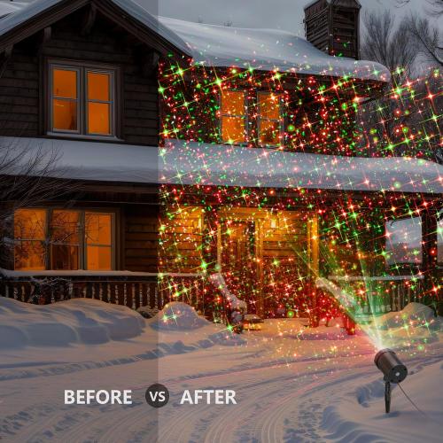 Christmas Projector Lights Outdoor, BLOFUN Red and Green Starlight Projection Light, 3 Modes with Remote Control, Halloween, Christmas, Party, New Year Decoration Waterproof and Frostproof-Multicolor