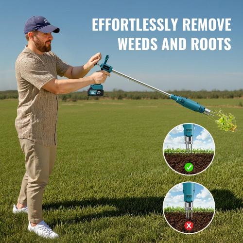 Weed Puller Tool,Electric Stand Up Weed Puller Tool, 21V Battery Powered w/ 1pcs 3000mAh,Heavy Duty 3-Claw Steel Root Weeder,for Dandelion Lawn Garden Yard（Blue）