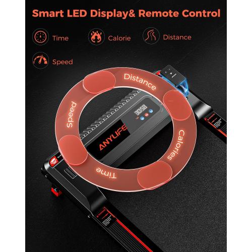 Walking Pad Treadmill, Anylife Incline Walking Pads Under Desk 330lb Capacity, 2.5HP Portable Treadmills for Home, Compact Treadmill Small Running Pad with LED Display, Remote Control