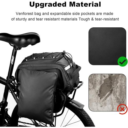 Bike Rear Rack Bag,20L PVC Waterproof Bike Trunk Bag for Road and Mountain Bikes,Multifunctional Bicycle Rear Seat Bag with Rain Cover Bike Saddle Bag for Cycling Trip (Black)