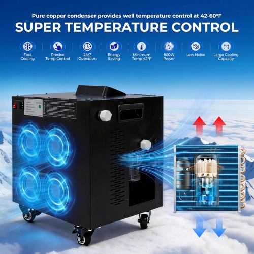 EONIX 1/2HP Upgraded Cold Plunge Chiller,Ice Bath Water Chiller for Cold Plunge Tubs,Built-in Filter & Water Pump, Insulated Hoses,Quiet Operation,Ice Bath Chiller for Cold Therapy Recovery 110V
