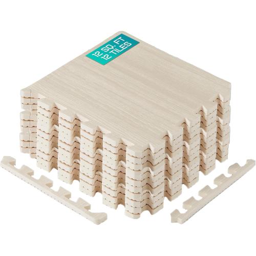 Yes4All EVA Interlocking Mats, Puzzle Floor Tiles, Foam Floor Padding with Border for Furniture, Home Space, Living Room, Garage 11,22,32 SQFT