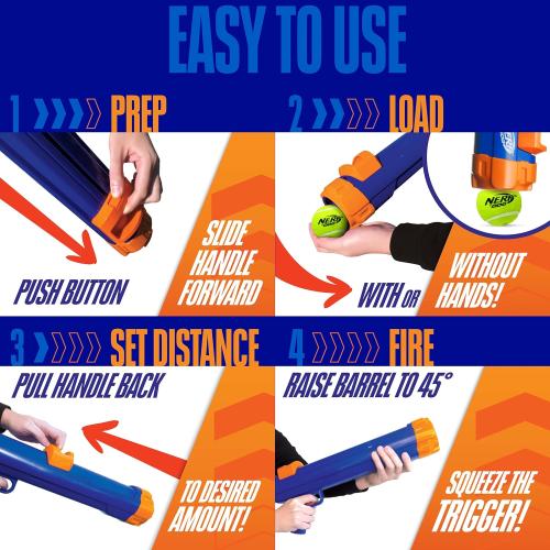 Missing Ball....Nerf Dog Tennis Ball Blaster Dog Toy Blue/Orange, 16 Inch Compact Blaster with