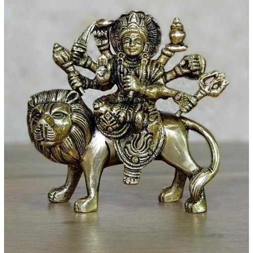 eSplanade Brass Maa Durga/MATA Rani Idol, Statue, moorti, murti for Home Mandir and Home Decor (4.6 Inches)