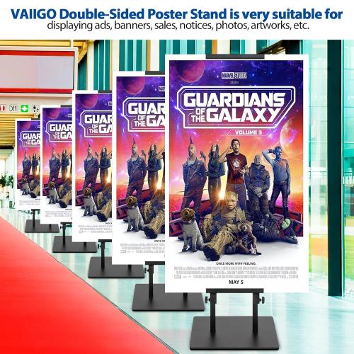 2Pack Poster Stand for Display, Heavy Duty Floor Standing Sign Holder, Double-Sided Poster Board Stand, Adjustable Height Up to 80 inch, Outdoor Banner Stand for Board & Foam Display, Black
