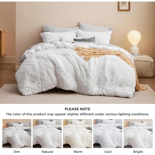 Comforter  - White Comforter, Boho Tufted Bedding Comforter