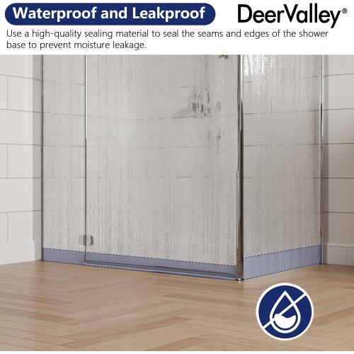 Shower Base in White with Single Threshold, Right Drain Location, Rectangle Acrylic Alcove Shower Pan for Bathroom, Non-slip