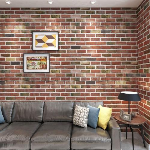 Art3d 20-Pack Size 105 Sq.Ft Faux Brick 3D Wall Panels Peel and Stick in Red Brown, Self Adhesive Waterproof Foam Wallpaper for Bedroom, Bathroom, Kitchen