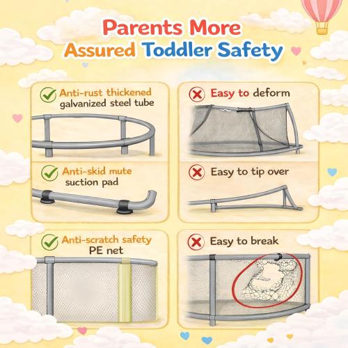 55 Trampoline for Kids with Enclosure, 4-in-1 Toddler Trampoline Indoor Outdoor, 440lbs Capacity Upgrade Trampolines with Adjustable Gymnastics Bar & Toys, for Boys & Girls, Easy to Assemble