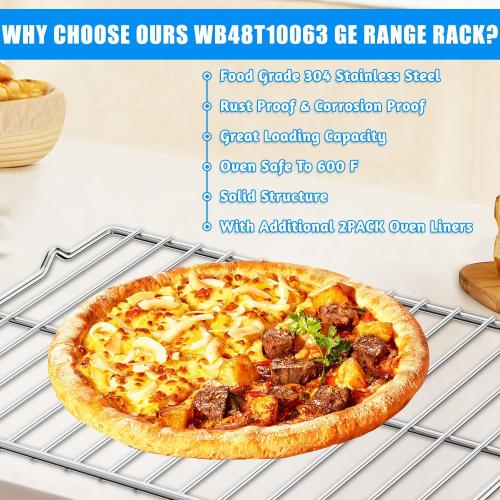 UPGRADE WB48T10063 Stove Oven Rack for GE Oven Rack Replacement 24 x 17 IN | 304 Stainless Steel Ge Oven Rack,WB48T10063 General Electric Gas/Electric Range Rack Convection Oven Baking Wire Rack Shelves