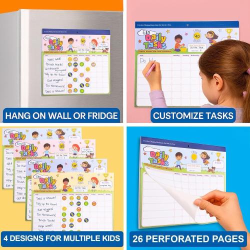 PUTSKA Potty Tasks Training Chart for Kids – 26 Charts & 1528 Stickers – Toilet Training & Behavior Chart System for Toddlers, Daily Routine & Chore Tracker