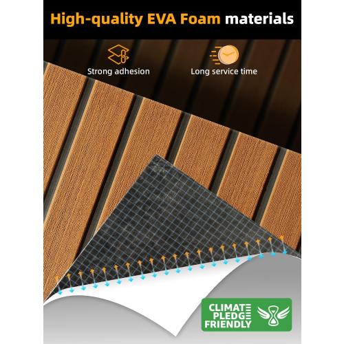 FOCEAN Boat Flooring EVA Foam Boat Decking Faux Teak Marine Flooring Marine Mat Sheet for Motorboat Jon Boats Bass Boat RV Kayak, 94.5x 47.2/35.4/23.6/15.7
