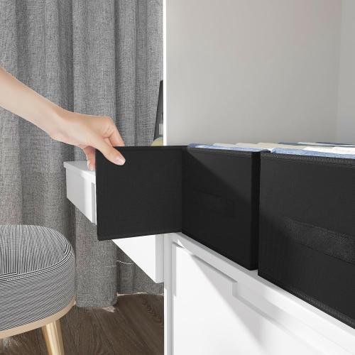 3-Pack Wardrobe Clothes Organizer 7 Grids Pants Organizer for Closet Foldable Closet Organizers and Storage for Jeans Shirts Pants, Black