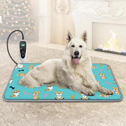 Large Dog Heating Pad  with Smart Thermostat Switch and Power Line Protection Tube,Obtained MET and UL Dual Certification,Waterproof Pet Pad, Suitable for Dogs of All Ages-Blue