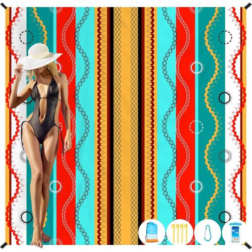 Famstar Beach Blanket Oversized Extra Large 78 X 81,Waterproof Sandproof Beach Blanket 1-7 Adults Lightweight Durable for Travel Camping Hiking Picnic