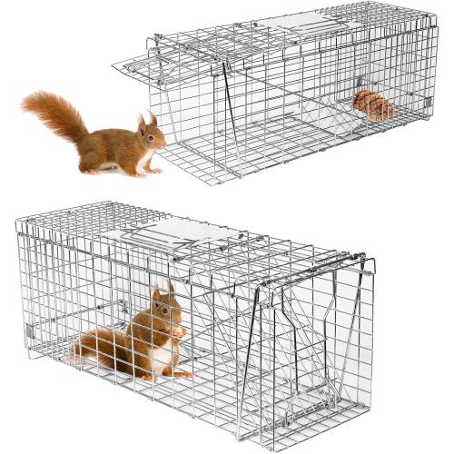Animal Trap Cage, 26 Inch Live Traps for Raccoons Heavy Duty, Cat Trap for Stray Cats, Squirrels, Raccoon, Rabbits, Possum, Skunk, Outdoor Small Animal Humane Catch & Release, Foldable