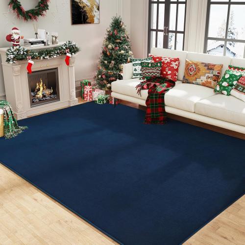 Amearea Modern Area Rugs for Bedroom Living Room, 4x6 Feet Navy Blue Thickened Memory Foam Rug, Fluffy Indoor Washable Rugs Non Slip Minimalist Carpet for Kids Boys Girls Dorm Nursery Room Decor