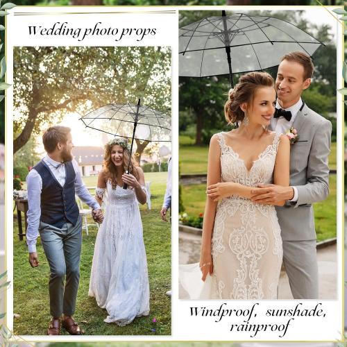 12 Pcs Wedding Umbrellas Bulk, 41 Inch Wedding Stick Umbrellas with Wooden Handle