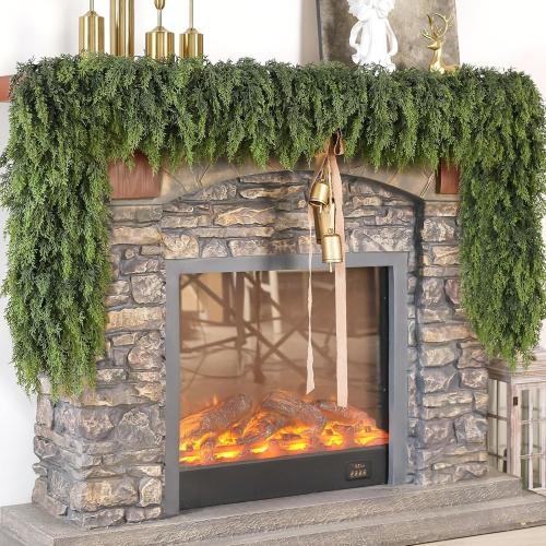 Real Touch Christmas Cedar Garland -9ft Artificial Garlands Faux Cedar Fake Pine Needles Garland for Fireplace,Table,Window,Stairs,Mante,Holiday Indoor Outdoor Xmas Decor(1PCS)