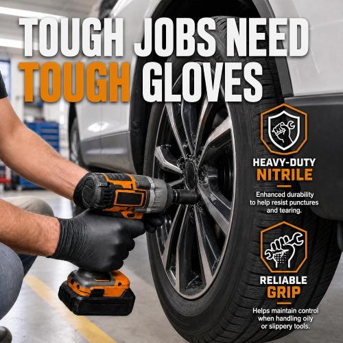 HEAVY DUTY 7 Mil Nitrile Black Gloves Disposable Latex Free Rubber Latex Cleaning Mechanic Food Prep Gloves 1000PCs