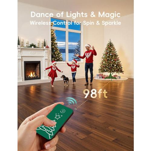 DG-Direct 360° Rotating Christmas Tree Stand, Up to 7.5ft, 90lb Artificial Christmas Tree, Fits 0.8–1.5 Tree Poles, Spinning Christmas Tree Stand, Christmas Tree Revolving Base with Remote Control