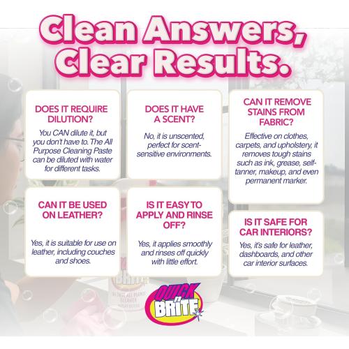 Set of 2 Size 12oz Quick 'n Brite All Purpose Cleaning Paste – Miracle Cleaner for Tough Stains | Eco-Friendly, Non-Toxic, Pet-Safe | Multi-Surface Stain Remover | Made in USA, 12oz (Pack of 2)