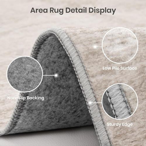 Valenrug Washable Rugs 8x10 - Stain Resistant 8x10 Area Rugs for Living Room, Non Slip Backing Gradient Printed Rugs for Bedroom, Foldable Machine Washable Area Rug(8'x10', Beige)