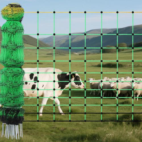 42.5 x 164' Electric Goat Fence Netting Kit – Portable Livestock Fencing with 16 Double-Spiked Posts, Movable PE Net for Hogs, Cattle, Goats, Backyard & Farm