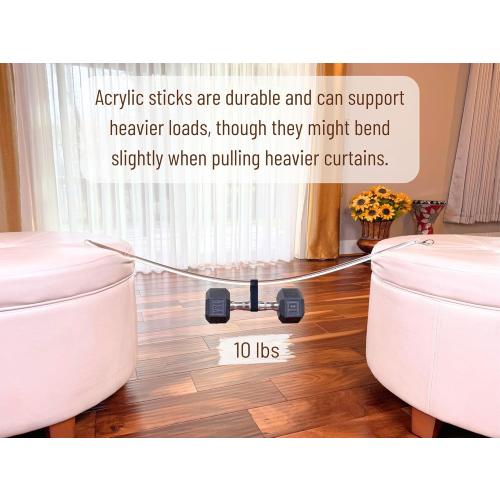36 inch (4 Pack) All Clear Acrylic Curtain Pull Wand - Clear Drapery Pull Rod for Opening-Closing Curtains. Versatile Curtain Wand - Invisible Drapery Wand - (36 Inch)