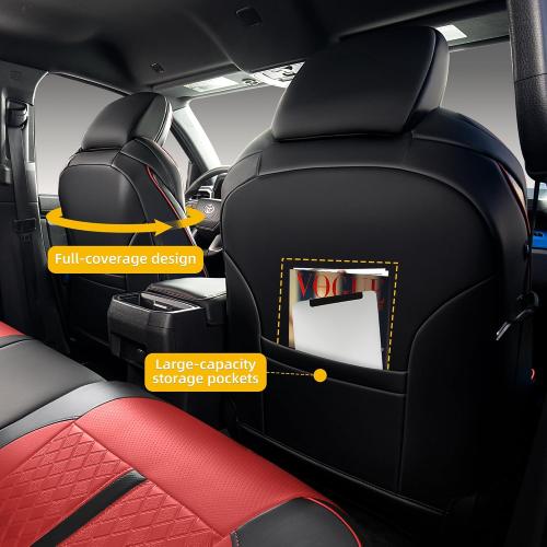 Custom Fit Seat Covers for 2025-2026 Toyota 4Runner (5-Seater), Waterproof Faux Leather Full Set, Full Coverage Protectors for SR5/TRD Off-Road/Sport/Limited/Trailhunter - Black Red