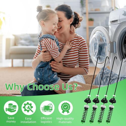 【2026 Upgraded】W11130362 WTW5000DW2 WTW5000DW3 WTW5000DW1 MVWX655DW1 MVWC565FW2 MVWC565FW1 Washer Suspension Rod Kit for Whirlpool Maytag Kenmore Washer - Replaces W10594080 W10735786 W10748956