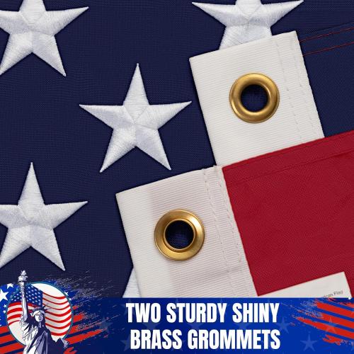 American Flag 4x6Ft for Outside, Long Lasting, Heavy Duty Nylon, Fade Resistant, High Wind US Outdoor Flags with Embroidered Stars, Sewn Stripes, Brass Grommets