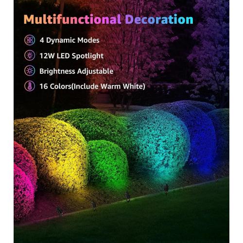 SUNVIE RGBW Outdoor Spotlight 12W LED Landscape Spotlights 120V Color Changing Spotlight Outdoor with Remote Control Waterproof LED Spot Lights Landscape Lights for Yard Patio Garden Lawn, 1 Pack