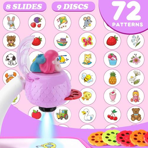 Hoarosall Drawing Projector for Kids, Drawing Board Pad, Color Pens, Pencils, Crayons, Scrapbook etc,Tracing Projector, Ideal Toy for 3  Year Old Girls (Mermaid Kit)