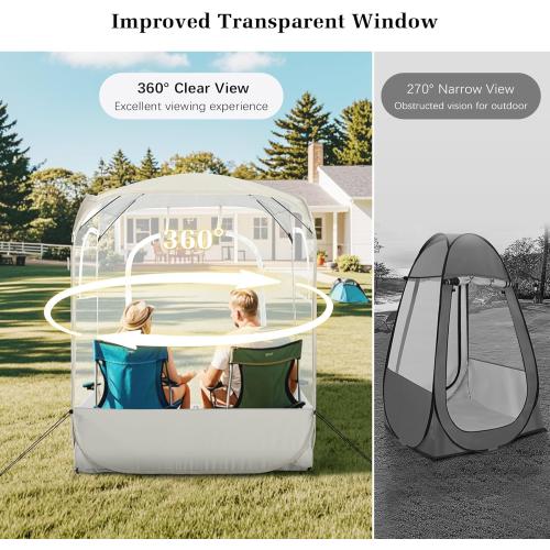 Sports Pods, Instant Pop Up Bubble Tent Fits 1-2 Persons, No Condensation, Spacious Interior, Ultra Visibility for Outside Sports Events, Fishing, Ultra Visibility, All Weather Protection