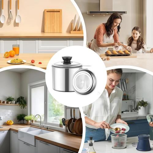 RIIPOO Grease Container for Kitchen, 34oz Bacon Grease Saver with Strainer, 410 Stainless Steel Cooking Oil Container Can, Oil Storage Keeper with Lid