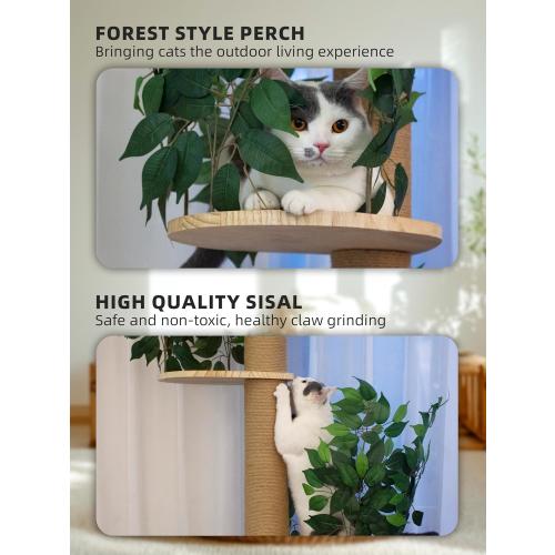 Fantasreen Cat Tree Floor to Ceiling Cat Tower Ajustable Height 97.1-124.4 Inches Tall and 4.5 Inches Thickened Post Large Cat Tree Tower for Indoor Cats Modern