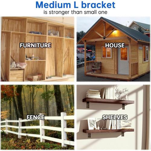 1.5x3x3 Inch Galvanized L Bracket, 8PCS 90 Degree Angle Bracket for Shelf, Iron Corner Brackets for Wood Post，Shelves，Furniture