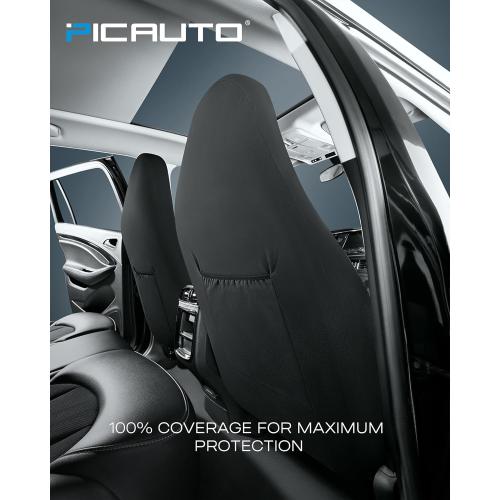 PIC AUTO Car Seat Covers - High Back Front Seat Covers, Sports Carbon Fiber Mesh Design, Universal Fit, Airbag Compatible (Gray)