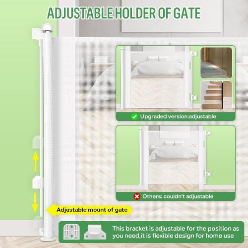Retractable Baby Gate, Extra Wide Safety Kids or Pets Gate, 45”  Mesh Safety Dog Gate for Stairs, Indoor, Outdoor, Doorways, Hallways