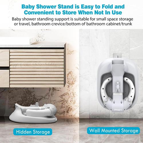 Baby Shower Stand, Adjustable & Foldable Baby Bath Stand with Anti-Slip Base,Anti-Pinch Silicone,Baby Shower Standing Support (6-36 Months),Portable Toddler Shower Stand| Soporte para Bañera de Bebé
